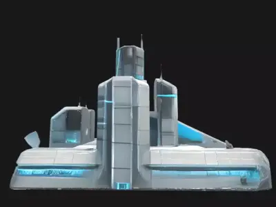 Sci-Fi Battle Base  Modular Low Poly Military Outpost for Web3  Low-poly 3D model
