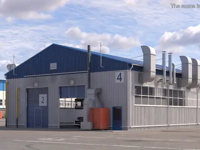 Factory Unit Building UralSpetsTrans Simplified 3D model