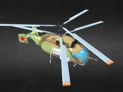 ka-27 military helicopter with two propellers Low-poly 3D model