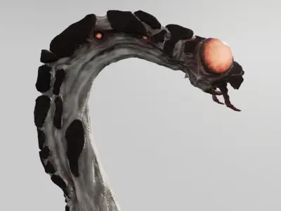 Insectoid Worm monster Low-poly 3D model