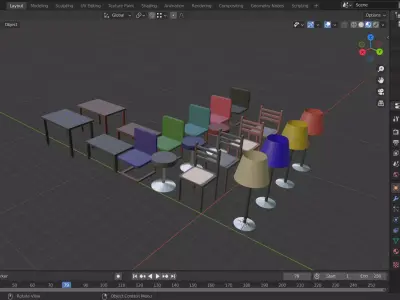 Furniture models Low-poly 3D model