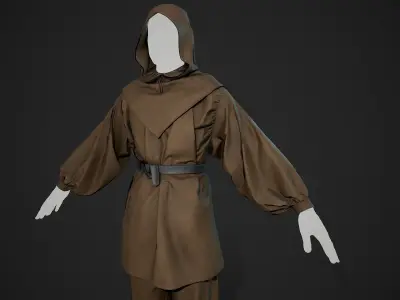 Brown Medieval Outfit Low-poly 3D model