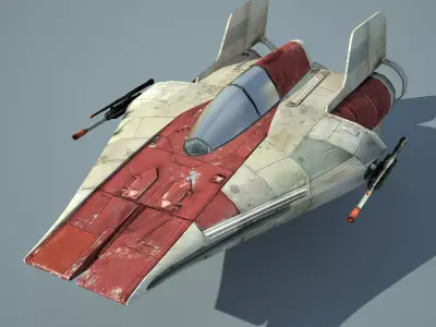 Game Ready Star Wars RZ-1 A-wing interceptor Starfighter Low-poly 3D model