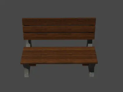 Park Bench Low-poly 3D model 14