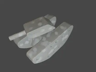 Hand Made Toy Wooden Tank 3D model