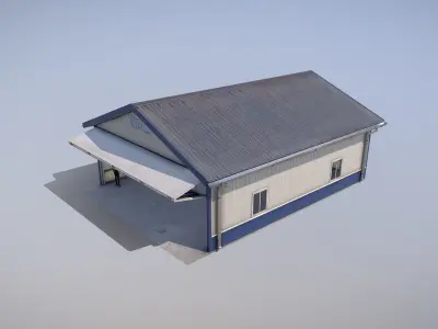 Airfield Hangar 12m Vr1 BLUE Low-poly 3D model