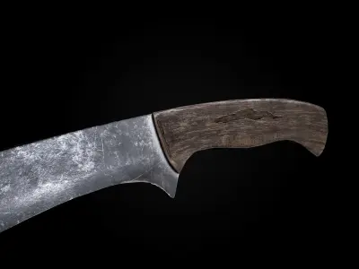 Old kukri machete  Low-poly 3D model