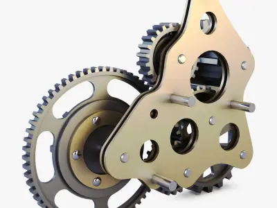 Gear Mechanism Low Poly v 5 Low-poly 3D model