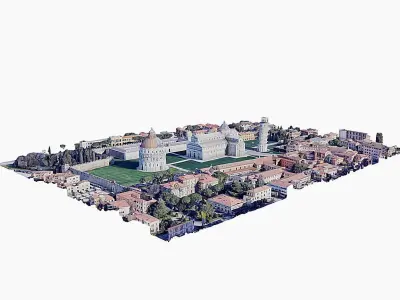 Tower of Pisa-Duomo Low-poly 3D model