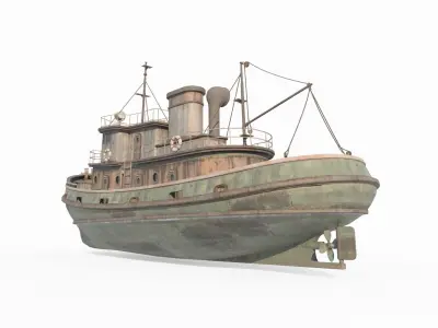 Old sea vessels fishing boats oil tankers 3D model