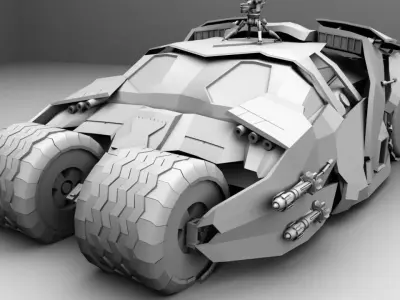 Detailed Batmobile From Batman Begins Low-poly 3D model