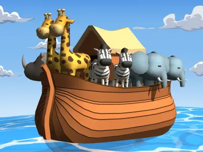 Cartoon Noah Ship Low-poly 3D model