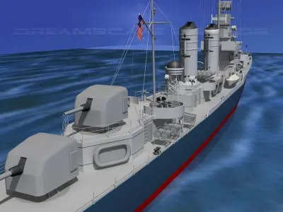 Gleaves Class Destroyer USS Bristol DD453 3D model