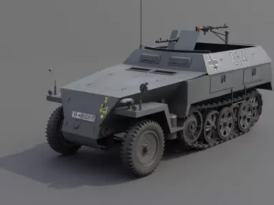 Sd Kfz 250-1 Neu Halftrack Armored Personnel Carrier  Low-poly 3D model