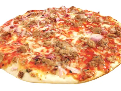 Pizza with tuna Low-poly 3D model