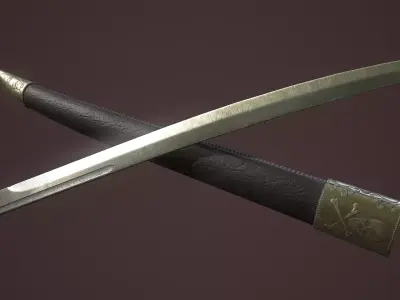 Pirates Cutlass Sword And Sheaf Free 3D model