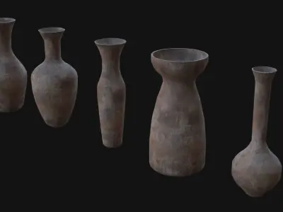 old Vases set 5 Low-poly 3D model