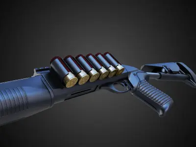 Benelli M4 Shotgun Hi-Res 3D model