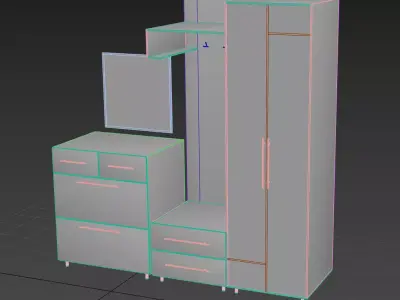 Hallway Furniture Set  No textures Low-poly 3D model