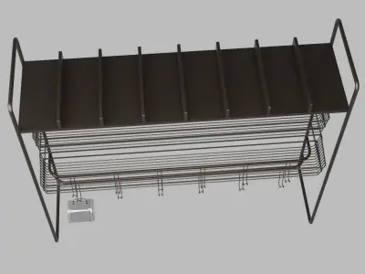 Cups Shelf Free low-poly 3D model