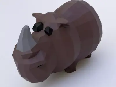 Rhino cartoon 3d model  Low-poly 3D model