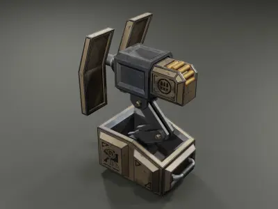 Foldable turret Low-poly 3D model
