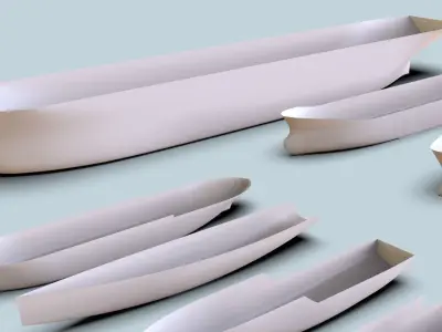 Hulls collection group of boats 3D model