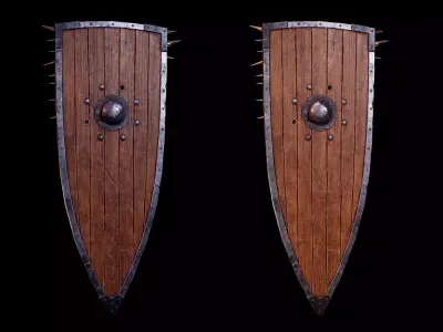 Shield and Free sword Low-poly 3D model