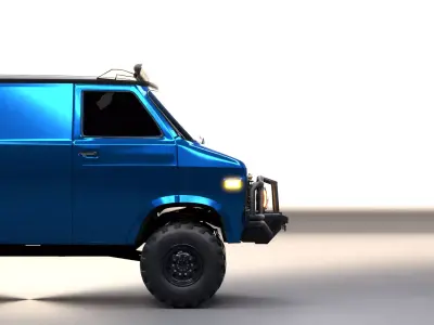 Classic Off Road Cargo Van Rigged Model Game Ready 4x4 Low Poly 3D model