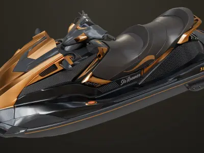 Jet Ski 01 Black Generic All PBR Unity UE Textures 3D model