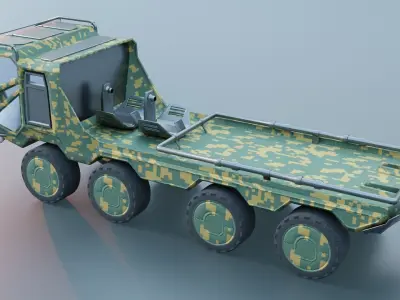 8 wheeler heavy cargo truck Low-poly 3D model