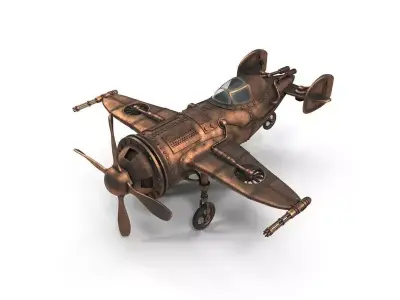 Phantom toy airplane in copper 3D model