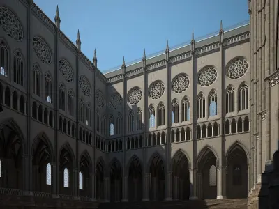 Courtyard of a Gothic Temple 3D model