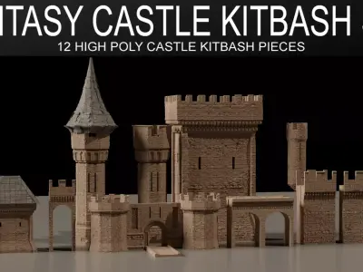 Fantasy Castle Kitbash Set 3D model