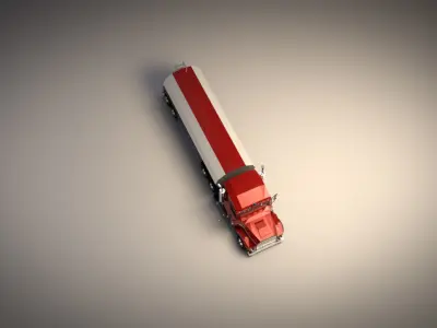 Low-Poly Cartoon Tank Truck Low-poly 3D model