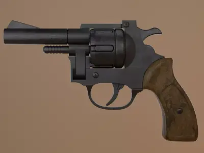 Old antique revolver 3D model