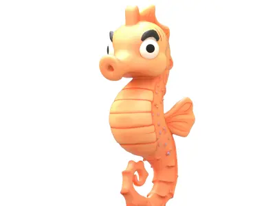 Cartoon Seahorse Low-poly 3D model