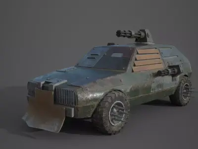 Post Apocalyptic Monster VW Golf Low-poly 3D model