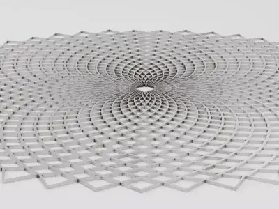 Fibonacci Phyllotaxis Spiral Disc - Silver Metal Low-poly 3D model