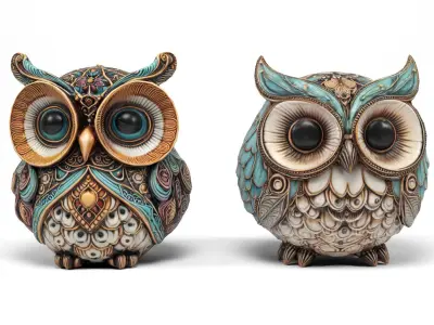 Owls figures Low-poly 3D model