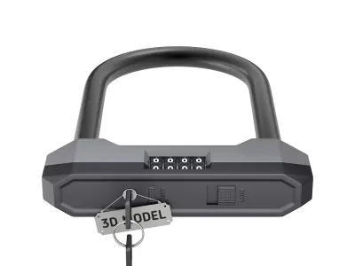 Combination Bicycle U-Lock 3D model
