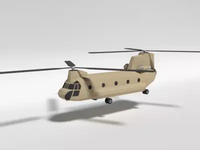 Low Poly Cartoon Boeing CH-47 Chinook Helicopter Low-poly 3D model