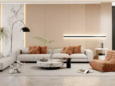 Simple Modern Living Room Free 3D model