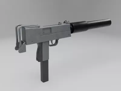 Mac 10 Low Poly 3D Model Low-poly 3D model