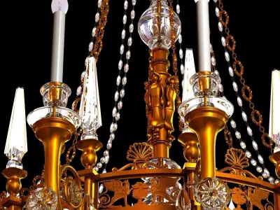 Big antique classic chandelier in brass finish 3D model
