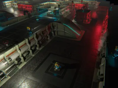 Top-Down Scifi modular Environment Low-poly 3D model