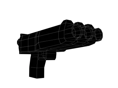 Low Poly Gun v2 003 Low-poly 3D model