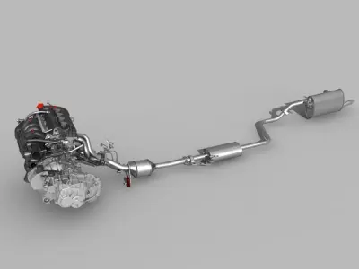 Engine with Transmission Exhaust 3D model