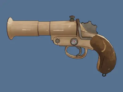 Pistol SteamPunk Low-poly 3D model