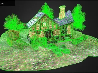 Tiny Cottage Low-poly 3D model